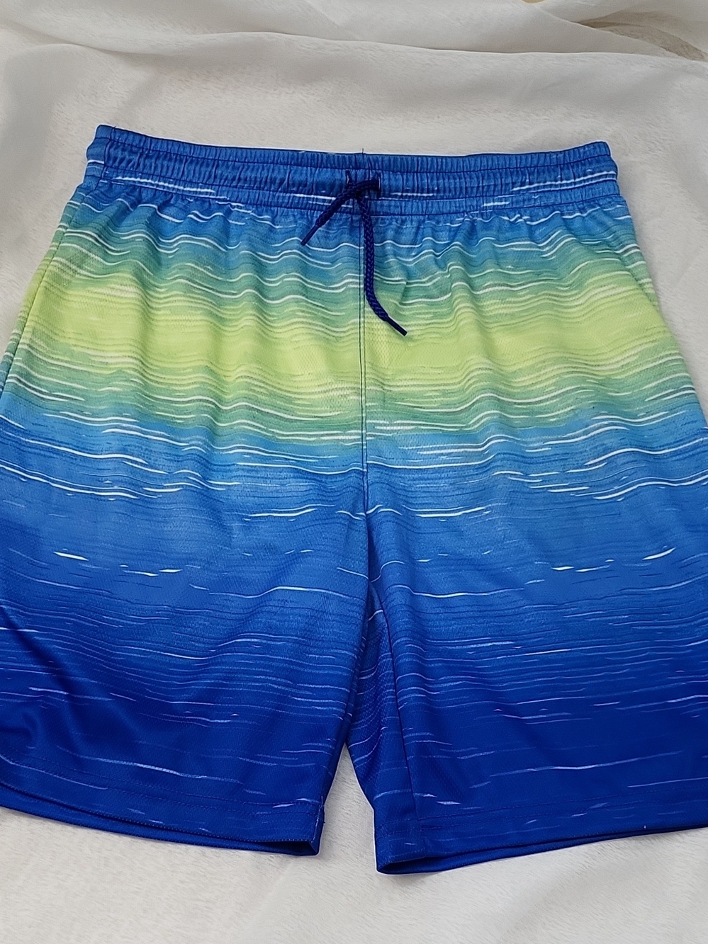 Place Men's Blue and Green Gradient Swim Trunks
